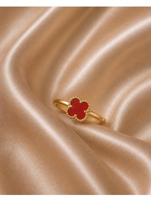 Rome Oro Kırmızı Van Cleef Tarzı Yüzük