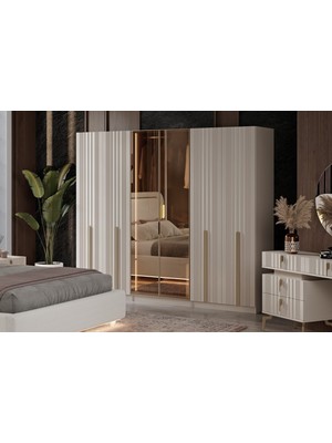 Doressa Noyer 6 Kapılı Reflekte Camlı Gardırop