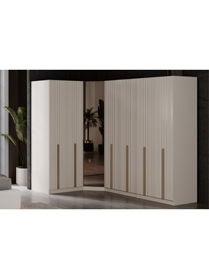 Doressa Noyer 7 Kapılı 1 Reflekte Camlı Köşe Gardırop