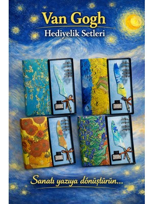 Tekno Hediye Van Gogh Temalı Tüylü Divit Kalem Seti – Sanatsal Tasarım, Özel Mürekkep, Hediyelik Nostaljik Yazı Kalemi