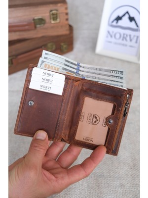 Norvi Leather Hakiki Deri Cüzdan - Kadın Erkek Kullanımlı Unisex 1237