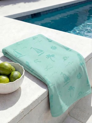 LC Waikiki Turkuaz Desenli Erkek Çocuk Plaj Havlusu 70X140 cm  (S6)