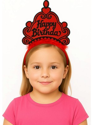 Zero Land Flzdgnkr Kırmızı Happy Birthday Prenses Tacı – Doğum Günü Taç Aksesuarı
