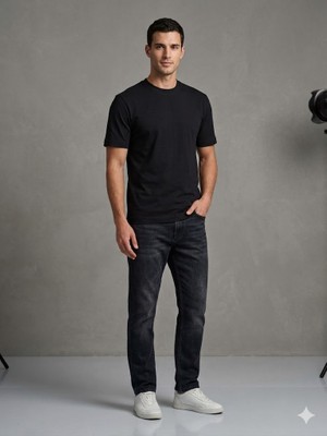 Centilmen Vaganza Modern Fit Siyah Erkek Basic T-Shirt 1000