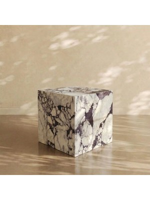 Adomar Marble Menekşe Mermer Dekoratif Yan Sehpa