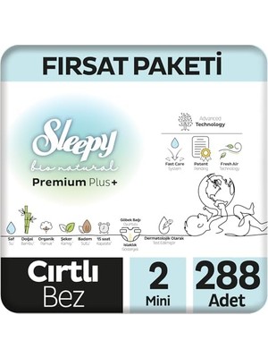 Ohbe Express Bio Natural Premium Plus Fırsat Paketi Bebek Bezi 2 Numara Mini 288 Adet