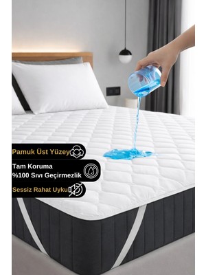Kapitone-ped Microfiber %100 Sıvı Su Geçirmez Tek-çift Kişilik Köşe Lastikli Alez Yatak Koruyucu 100x200 cm