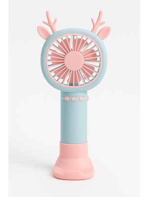 Ohbe Express Geyik Boynuzlu Mini El Fanı, 20 cm Taşınabilir Şarjlı Masaüstü Fan, Tek Kademeli Hız, Kompakt Fan Tasarımı, 7 cm Çaplı Vantilatör, USB Şarjlı, Çocuklar Için Uygun