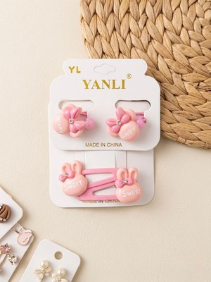 Happy Aksesuar Happy Sweet Figürlü Çocuk Toka Seti Lastikli ve Çıtçıtlı