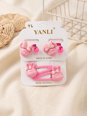 Happy Aksesuar Happy Sweet Figürlü Çocuk Toka Seti Lastikli ve Çıtçıtlı