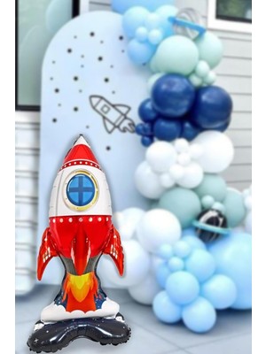 Ohbe Express Ayaklı Roket Balon Uzay Konsept Doğum Günü Balonu Büyük Roket 85CM