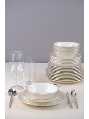 Ohbe Express Tabakevi Tabak Evi Porselen Platin Yemek Takımı 24 Parça 6 Kişilik