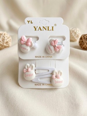 Happy Aksesuar Happy Sweet Figürlü Çocuk Toka Seti Lastikli ve Çıtçıtlı