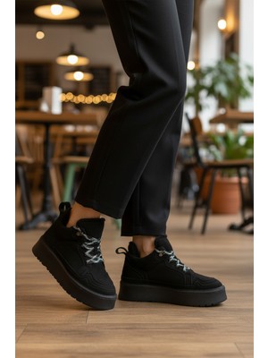 Walkway Walyway 2613 Polarlı Kaymaz Bağcıklı Siyah Kadın Bot