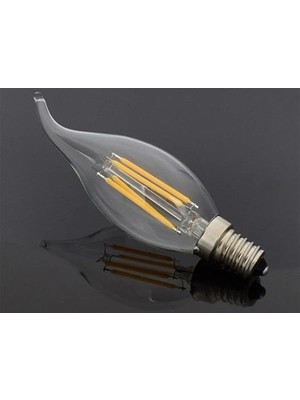 Ohbe Express 5 Adet Kıvrık Buji Ampul 4W Şeffaf Filament Rustik LED Ampul – E14 Duy, 3200K Günışığı Işık - - Avize Ampulü