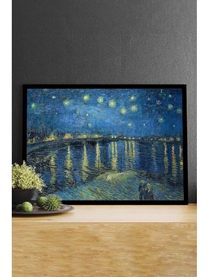 Ohbe Express (PSTER14712) Ren Nehrinde Yıldızlı Gece-Van Gogh Sanatsal Çerçeveli Tablo 30 x 40