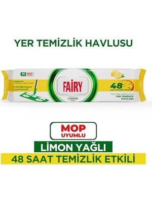 Ohbe Express Çok Amaçlı Mop Uyumlu Yer Temizlik Havlusu 50 Yaprak | Limon Yağlı | Beyaz Sirke Karbonat | 48 Saat Temizlik Etkili | Iz Bırakmayan Formül