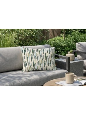 Ohbe Express Rain Yeşil/krem Dekoratif Yastık 35X50 cm – Suya Dayanıklı, Solmaya Dayanıklı Kumaş, Dolgulu Bahçe Balkon ve Teras Kırlenti