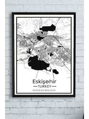 Ohbe Express (PSTER14390) Eskişehir Harita Dekoratif Çerçeveli Tablo 21 x 30