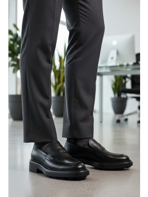 Ayakmod 3254 Siyah Hakiki Deri Erkek Casual Ayakkabı