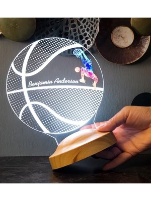 Ohbe Express Basketbol Severlere Hediye, Isimli Basketbolcu Hediyesi 3D LED Lamba, Basketbol Hocasına Hediye, Basketbol Topu Lamba