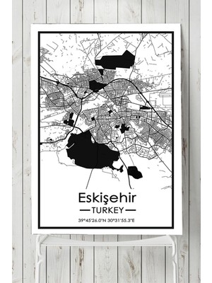 Ohbe Express (PSTER19626) Eskişehir Harita Dekoratif Tasarım Poster 60 x 90