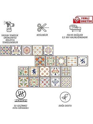 Ohbe Express Kendinden Yapışkanlı Oyun Desenli Pvc, Yapışkanlı Kaplama, Çıkartması, Zemin Duvar Karosu 10X10 cm (20 Adet/0,20 M2)