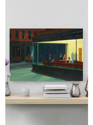 Ohbe Express (PSTER20123) Nighthawks - Gece Kuşları - Edward Hopper Sanatsal Poster 80 x 115