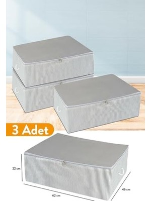Ohbe Express 3 Adet - Büyük Boy Altı Çizgili Hurç 62 x 46 x 22 cm