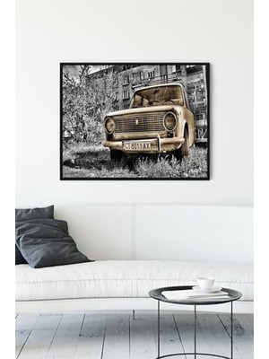 Ohbe Express (PSTER10870) Eski Araba Çerçeveli Tablo (40X50CM)