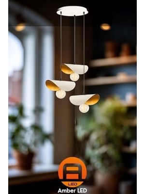 Ohbe Express LED Modern Metal Gövdeli 3'lü Tepsi Sarkıt Aydınlatma Yatak Odası ve Oturma Odası Için E27 Uyumlu, BEYAZ-964