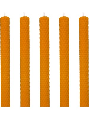 Ohbe Express (5 Adet) Şamdan Mumu (21X2CM) Doğal Petek Seti Beeswax Bal Mumu Mum Özel Dekoratif Mum
