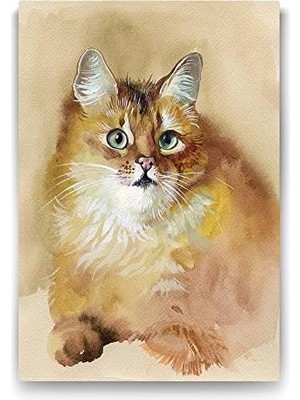 Ohbe Express Sulu Boya Sarı Kedi Tablosu - 70X100CM
