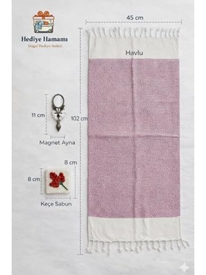 Ohbe Express Hediye Hamamı 3'lü Avantajlı Keçe Sabunlu Set - Magnet Aynalı, 3 Havlu ve Doğal Lifli Sabun - Spa Banyo Hediye Kutulu (Mor Pembe Kırmızı)