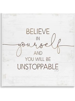 Ohbe Express Stupell Industries In Yourself Be Unstoppable Cümle Rustik Tipografi, Jennifer Pugh Duvar Plakası Tarafından Tasarlandı, 12 x 12, Kırık Beyaz