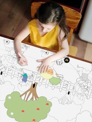 Ohbe Express Çocuk Parkı Eğitici Dev Boyama Kağıdı, Çocuklar Için Aktivite Boyama Rulosu (90X130CM)