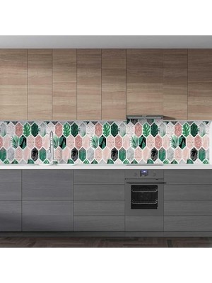 Ohbe Express Mutfak Tezgah Arası Folyo Kaplama Folyosu Altıgen Çiçek 60X400 cm