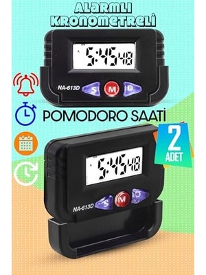 Ohbe Express 2 Adet Pomodoro Öğrenci Saati Kronometreli Alarmlı Takvimli Dijital Ders Çalışma Saati Masa Oto Saat