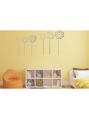 Ohbe Express Duvar Süsü (Sticker) 2 Adet Gri Papatyalı Şeffaf Filmli Pvc 48X33X0,5CM