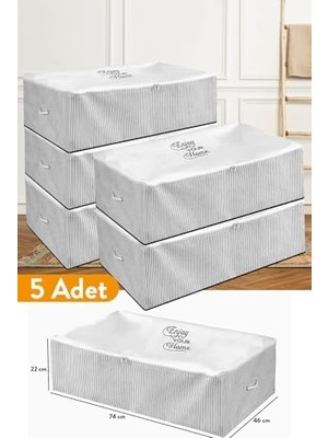Ohbe Express 5 Adet - Boy Altı Gri Çizgili Hurç 74 x 46 x 22 cm