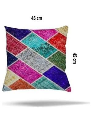 Ohbe Express Pelangi Çiçek Kaz Ayağı Kuştüyü Desenli Gizli Fermuarlı Yastık Kılıfı Kırlent Kılıfı Koltuk Yastık Kılıfı, Çok Renkli 45 x 45