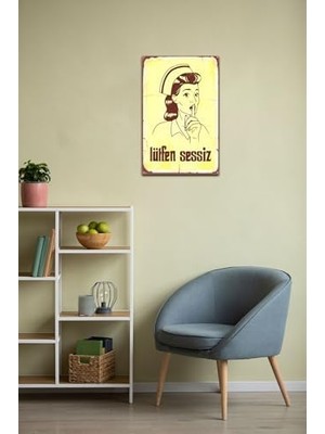 Ohbe Express Lütfen Sessiz Hemşire Retro DRTR0092 Ahşap Mdf Tablo