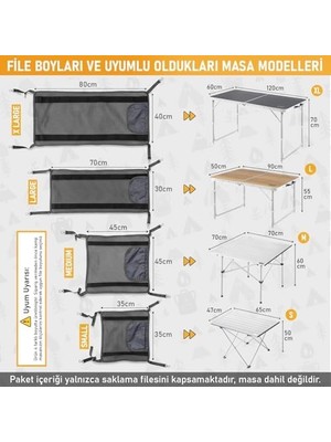 Ohbe Express Masa Altı Saklama Filesi, Kamp Piknik Için Masa Altı Kamp Malzemeleri Eşya Depolama, Düzenleyici Organizer Kese Hurç File - L - 70X30 cm - Mavi