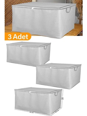 Ohbe Express 3 Adet - Maxi Boy Gri Benekli Yastık/battaniye Hurcu - 70X45X40 cm