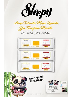 Ohbe Express 2'li Arap Sabunu Katkılı Mopa Uyumlu 4 Xlarge Yer Temizlik Havlusu 50 Yaprak ve Rosıe Pamuk