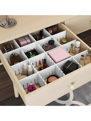 Ohbe Express 4'lü Plastik Ayarlanabilir Çekmece Düzenleyici Organizer - Iç Içe Geçmeli Kesilebilir - 8CMX43CM - Mutfak Iç Çamaşırı Çorap Sütyen Dolap Takı Makyaj (4)