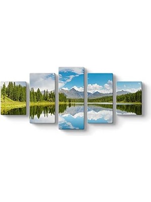 Ohbe Express Dağ ve Göl 5 Parçalı Tablo 127 x 56-5 Parçalı