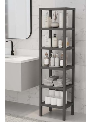 Ohbe Express 6 Katlı Plastik Düzenleyici Raf, Çok Amaçlı Kitaplık, Banyo ve Mutfak Organizeri, (Gri)