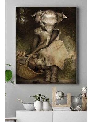 Ohbe Express (PSTER16023) Anne Fil ve Yavrusu Sanatsal Kanvas Tablo 21 x 30