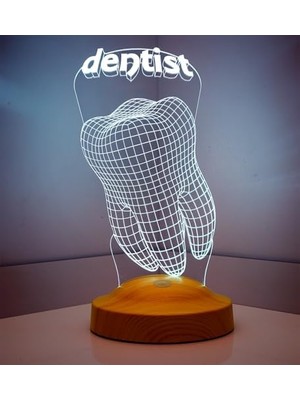 Ohbe Express Diş Hekimi Için 3D Dentist LED Lamba - Dünya Diş Hekimleri Günü Hediyesi, Isimli Kişiye Özel Tasarım